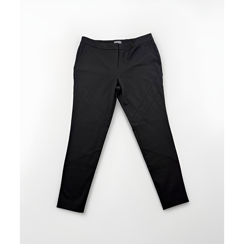 Vince Camuto Black Women's Dress Pants Mid-Rise Size 12 30x28 Diagonal Pattern - Picture 1 of 9